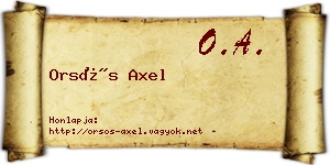 Orsós Axel névjegykártya