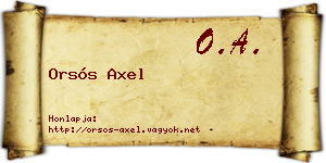 Orsós Axel névjegykártya